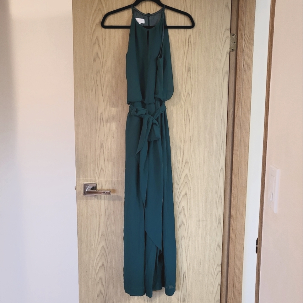 Donna Morgan green crepe jumpsuit sz2